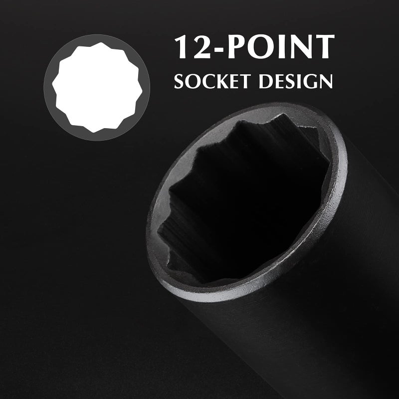 EMENTOL 4PCS 1/2"" Drive Deep Impact Socket Set  CR-MO  12 Point  Metric  Deep Spindle Axle Nut Impact Socket Set-30mm  32mm  34mm  36mm - Image 3